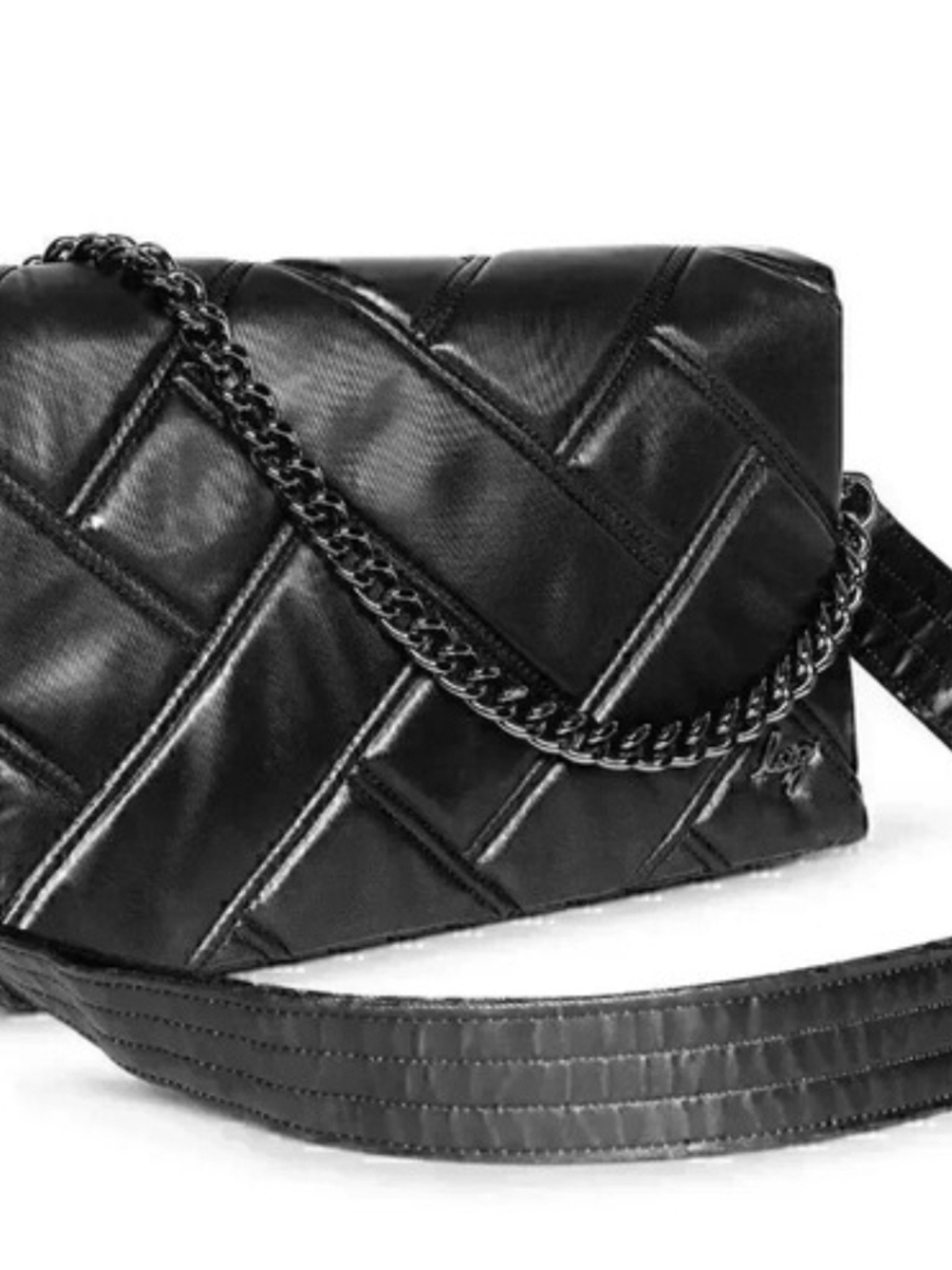 Lug Black Quilted Chain Shoulder Bag